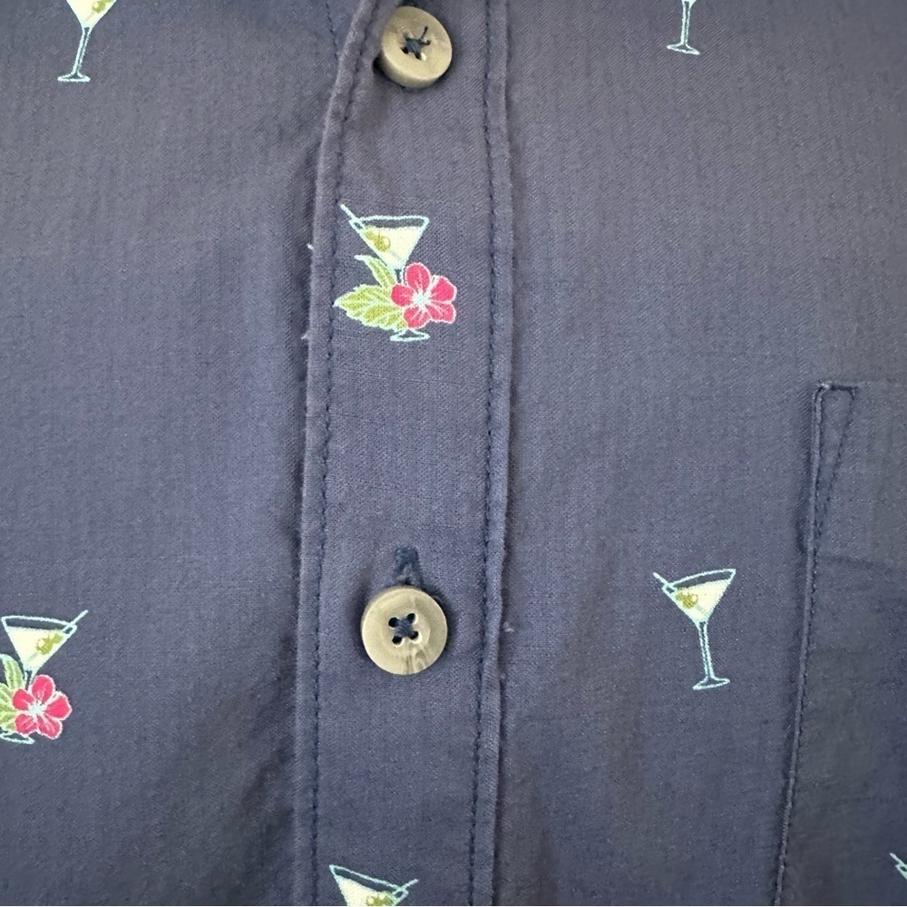 Tommy Bahama Men’s XL Short Sleeve Hawaiian Camp Shirt Cotton Blue Martini Print - Picture 2 of 6